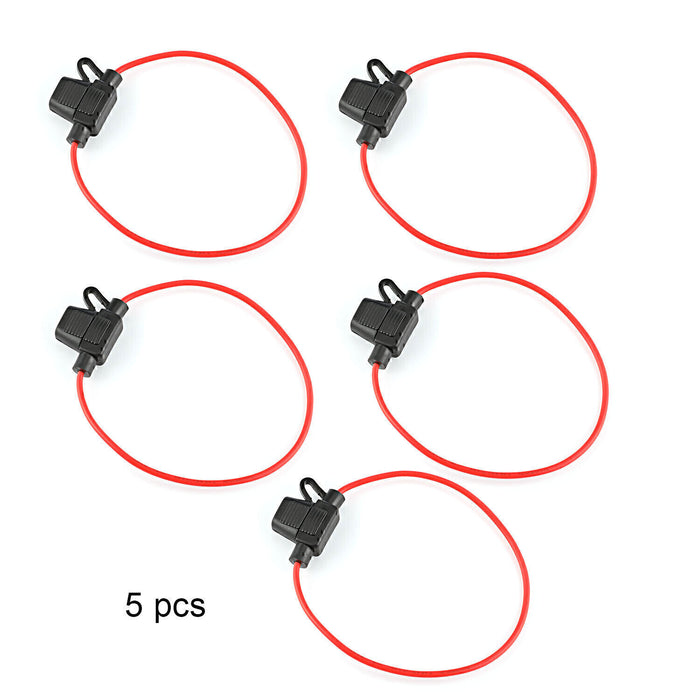 DURAFORCE 18 Gauge ATC ATO In-Line Fuse Holder Wire 12V Blade Waterproof 5 Pack 5 Amp!