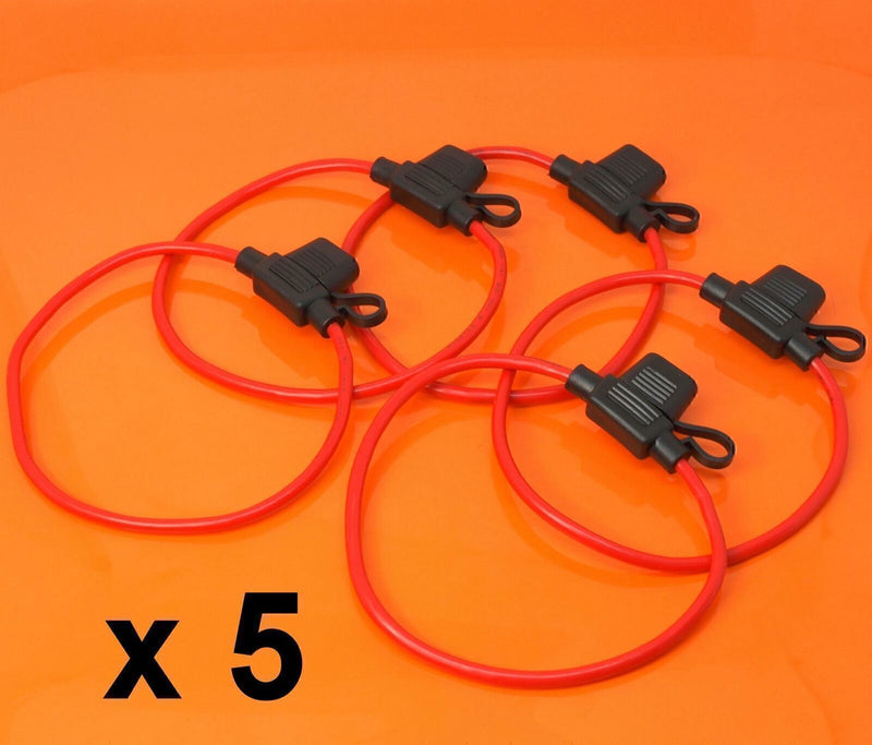 DURAFORCE 18 Gauge ATC ATO In-Line Fuse Holder Wire 12V Blade Waterproof 5 Pack 5 Amp!