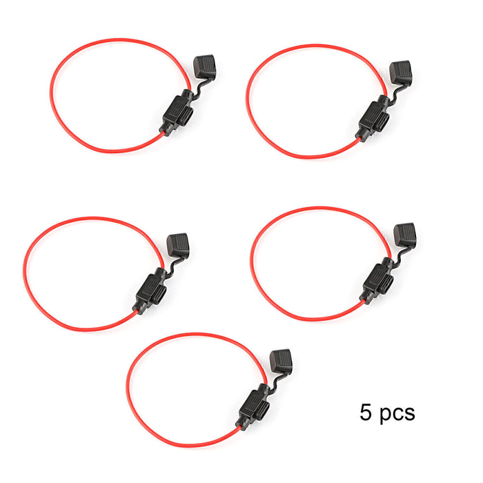 DURAFORCE 18 Gauge ATC ATO In-Line Fuse Holder Wire 12V Blade Waterproof 5 Pack 5 Amp!