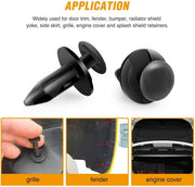 DURAFORCE 100Pack Fender Clips Trim Car Auto Push Pin Rivet Bumper Fastener-Panel Retainer