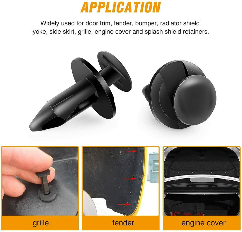 DURAFORCE 100Pack Fender Clips Trim Car Auto Push Pin Rivet Bumper Fastener-Panel Retainer