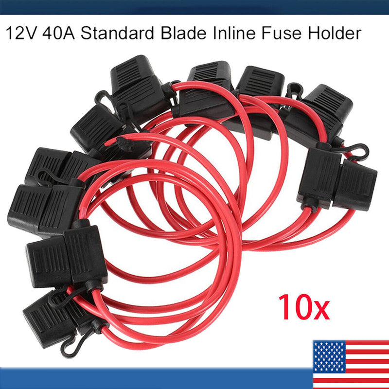 DURAFORCE Inline Fuse Holder to Accept 12V 30A Small Blade Fuses Splash Proof Car 18AWG U!