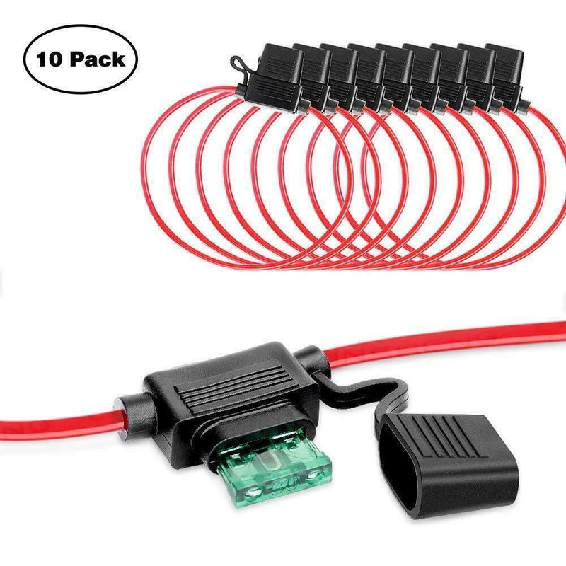 DURAFORCE Inline Fuse Holder to Accept 12V 30A Small Blade Fuses Splash Proof Car 18AWG U!