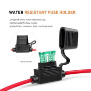 DURAFORCE Inline Fuse Holder to Accept 12V 30A Small Blade Fuses Splash Proof Car 18AWG U!