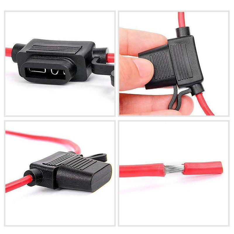 DURAFORCE Inline Fuse Holder to Accept 12V 30A Small Blade Fuses Splash Proof Car 18AWG U!