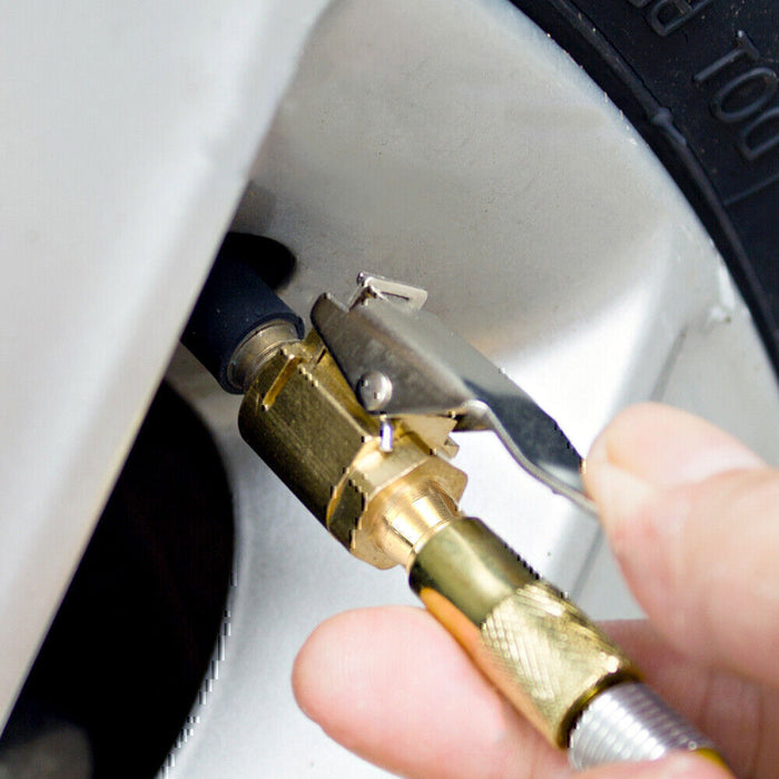 DURAFORCE 2 Auto Open Flow Straight Lock-On Air Chuck with Clip for Tire Inflator Car Tool