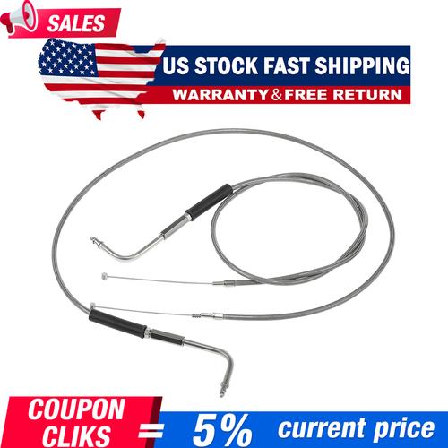 DURAFORCE 42" Stainless Steel Throttle and Idle Cable Fit for Harley Davidson 56579-02A
