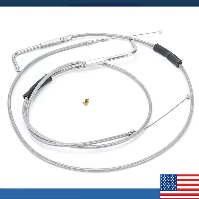 DURAFORCE 42" Stainless Steel Throttle and Idle Cable Fit for Harley Davidson 56579-02A
