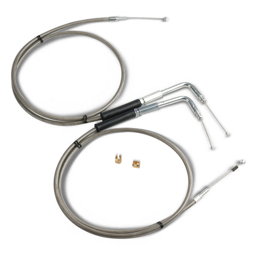 DURAFORCE Stainless Steel Throttle and Idle Cable Set fits Harley Davidson 42" A