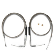 DURAFORCE Stainless Steel Throttle and Idle Cable Set fits Harley Davidson 42" A
