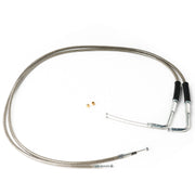 DURAFORCE Stainless Steel Throttle and Idle Cable Set fits Harley Davidson 42" A