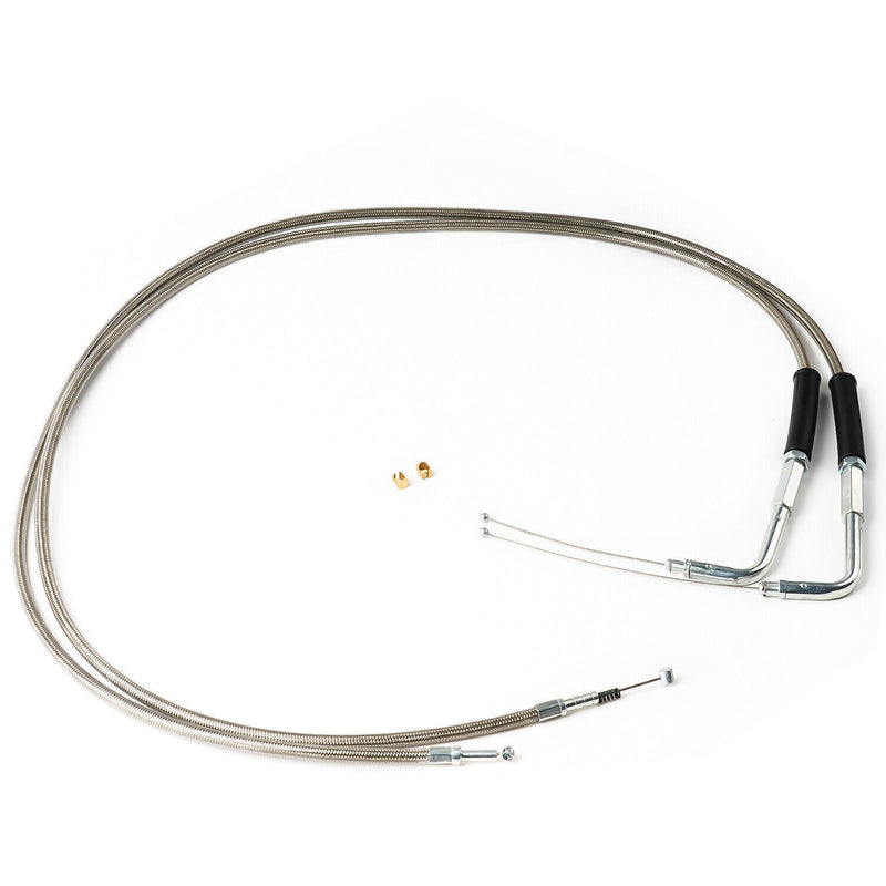 DURAFORCE Stainless Steel Throttle and Idle Cable Set fits Harley Davidson 42" A