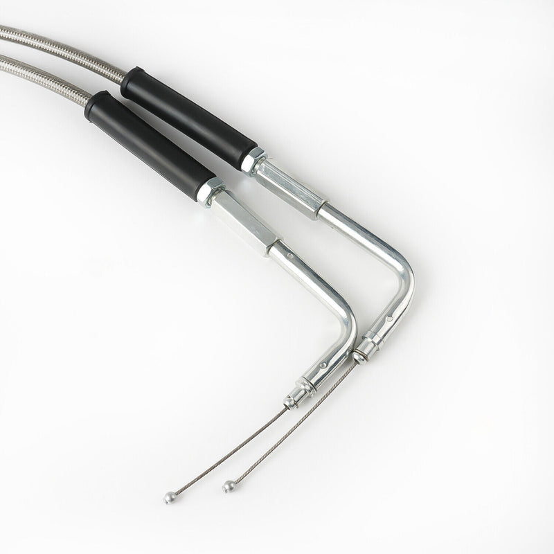 DURAFORCE Stainless Steel Throttle and Idle Cable Set fits Harley Davidson 42" A
