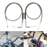 DURAFORCE Stainless Steel Throttle and Idle Cable Set fits Harley Davidson 42" A