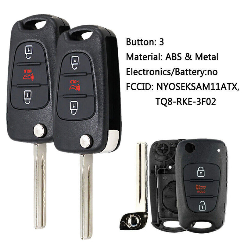 DURAFORCE For 2011 -2013 Kia Soul Keyless Flip Remote Car Key Fob Shell Case Pad
