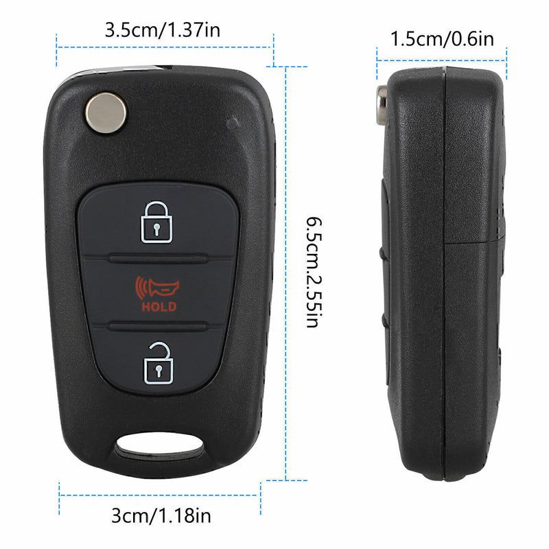 DURAFORCE For 2011 -2013 Kia Soul Keyless Flip Remote Car Key Fob Shell Case Pad
