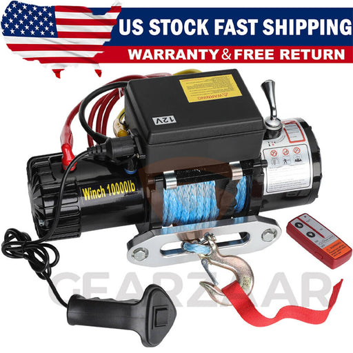 DURAFORCE Electric Winch Truck 10,000 lb Synthetic Rope Remote Control Off-Road 4WD Kit-