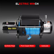 DURAFORCE Electric Winch Truck 10,000 lb Synthetic Rope Remote Control Off-Road 4WD Kit-