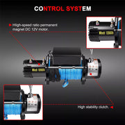 DURAFORCE Electric Winch Truck 10,000 lb Synthetic Rope Remote Control Off-Road 4WD Kit-