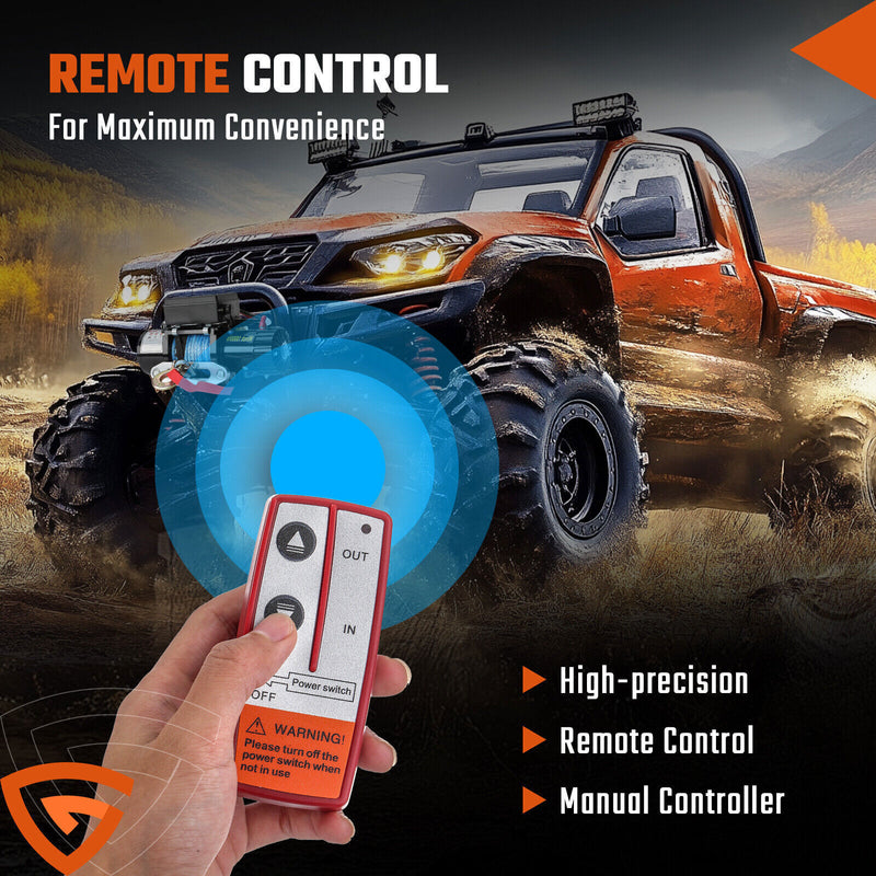 DURAFORCE Electric Winch Truck 10,000 lb Synthetic Rope Remote Control Off-Road 4WD Kit-