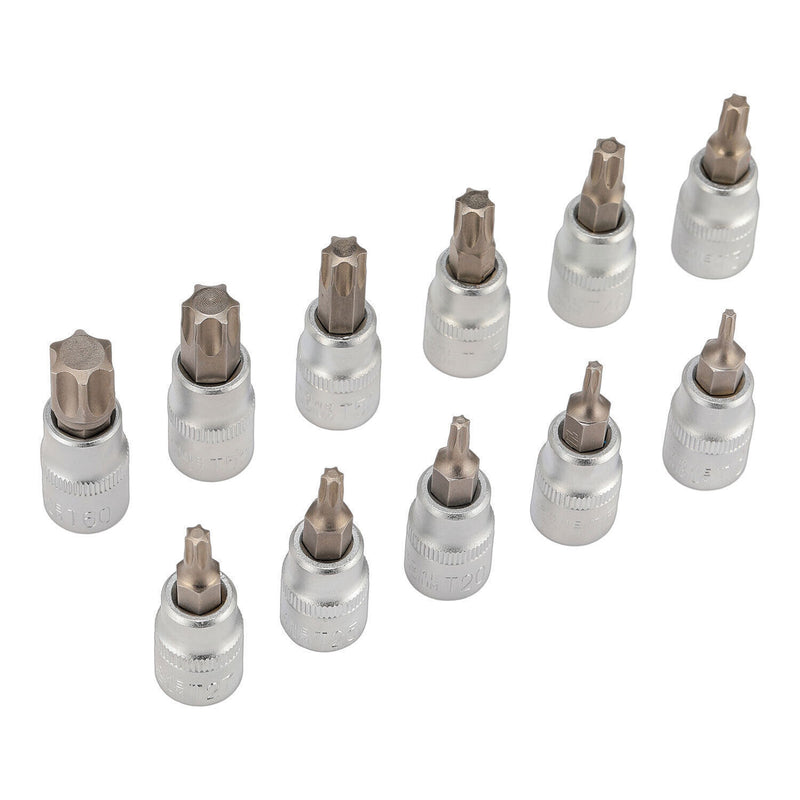 DURAFORCE 34pcs Torx Star Sockets & Bit Set for Male Female E-torx Security Bits 3/8 Drive