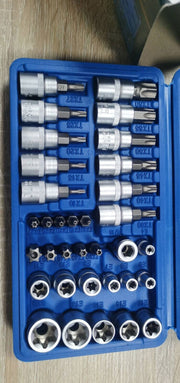 DURAFORCE 34pcs Torx Star Sockets & Bit Set for Male Female E-torx Security Bits 3/8 Drive