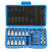 DURAFORCE 34pcs Torx Star Sockets & Bit Set for Male Female E-torx Security Bits 3/8 Drive