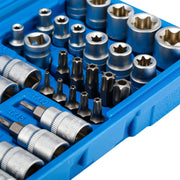 DURAFORCE 34pcs Torx Star Sockets & Bit Set for Male Female E-torx Security Bits 3/8 Drive