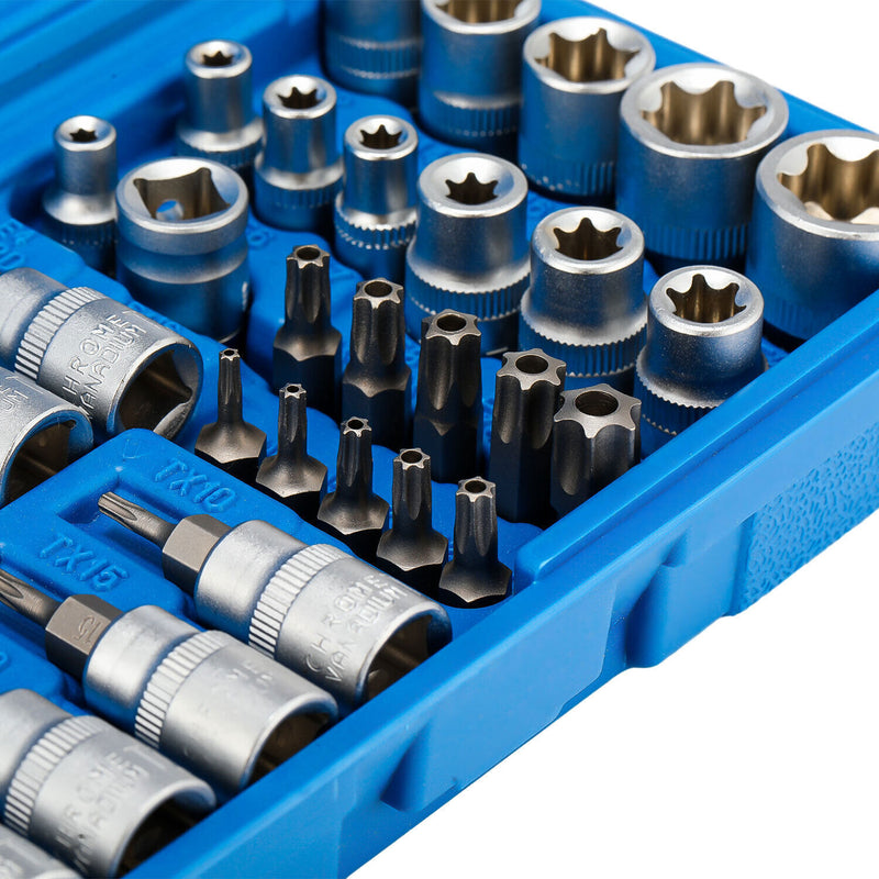 DURAFORCE 34pcs Torx Star Sockets & Bit Set for Male Female E-torx Security Bits 3/8 Drive