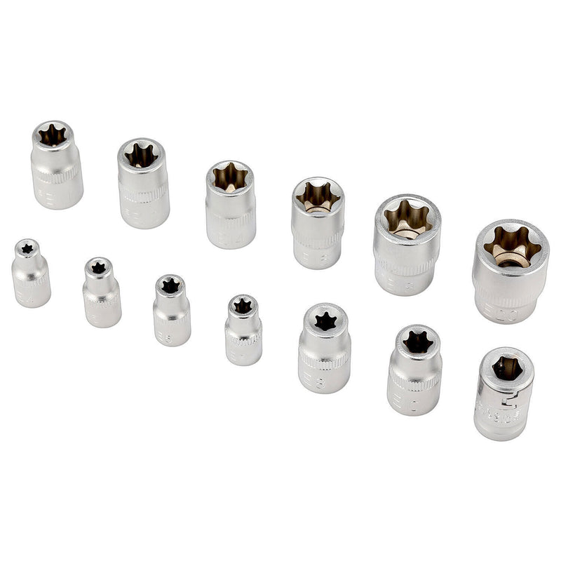 DURAFORCE 34pcs Torx Star Sockets & Bit Set for Male Female E-torx Security Bits 3/8 Drive