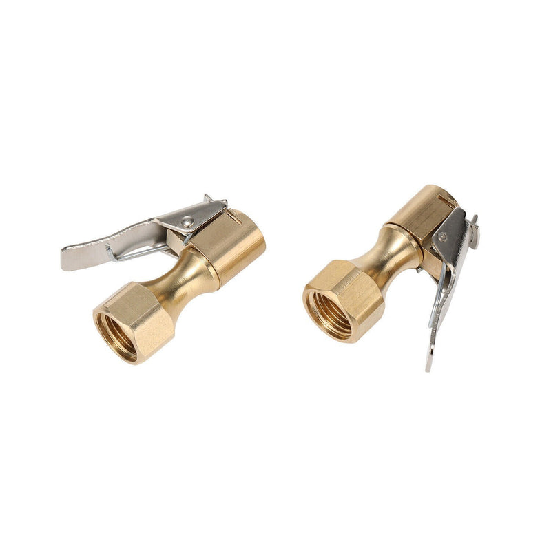 DURAFORCE 2pcs Tire Inflatable Straight Brass Open Flow Air Chuck Lock-On Clip 1/4" NPT