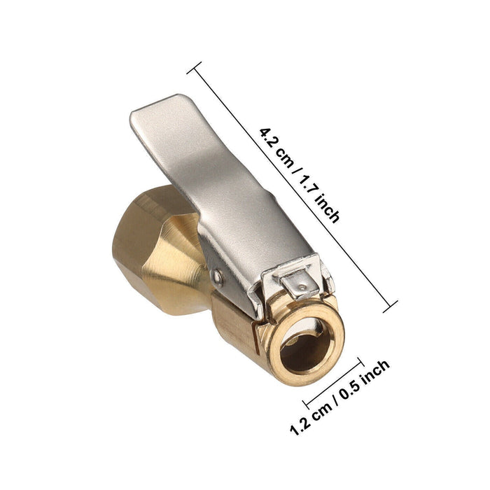DURAFORCE 2pcs Tire Inflatable Straight Brass Open Flow Air Chuck Lock-On Clip 1/4" NPT