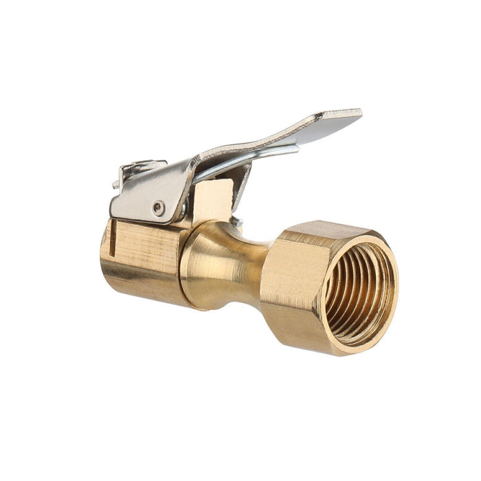 DURAFORCE 2pcs Tire Inflatable Straight Brass Open Flow Air Chuck Lock-On Clip 1/4" NPT