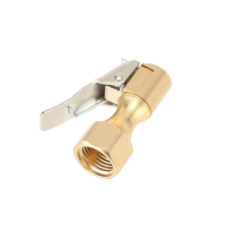 DURAFORCE 2pcs Tire Inflatable Straight Brass Open Flow Air Chuck Lock-On Clip 1/4" NPT