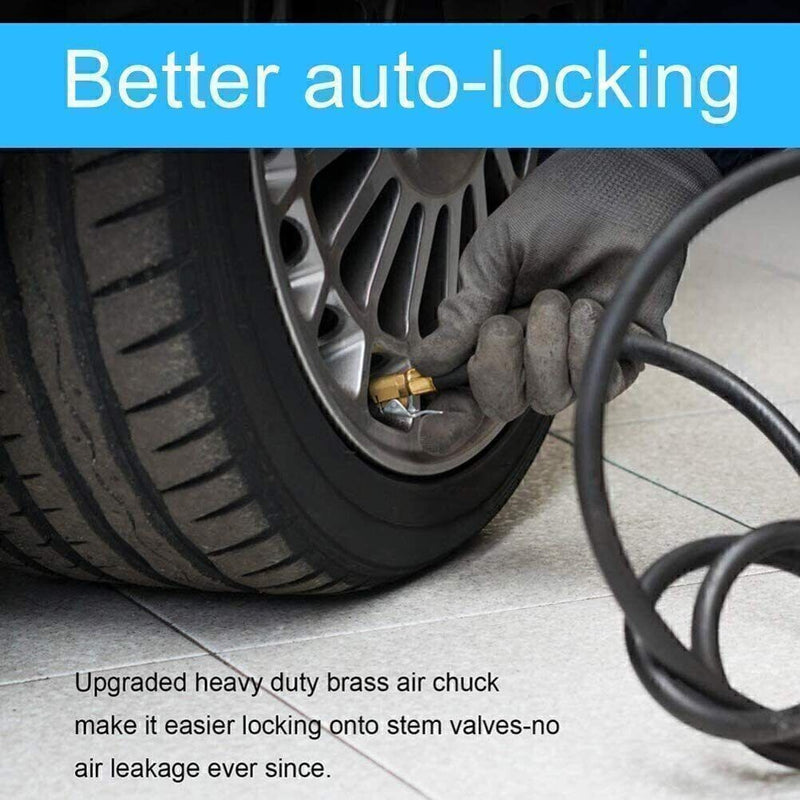 DURAFORCE 2pcs Tire Inflatable Straight Brass Open Flow Air Chuck Lock-On Clip 1/4" NPT
