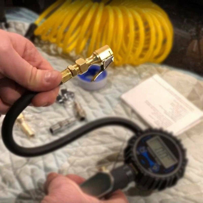 DURAFORCE 2pcs Tire Inflatable Straight Brass Open Flow Air Chuck Lock-On Clip 1/4" NPT