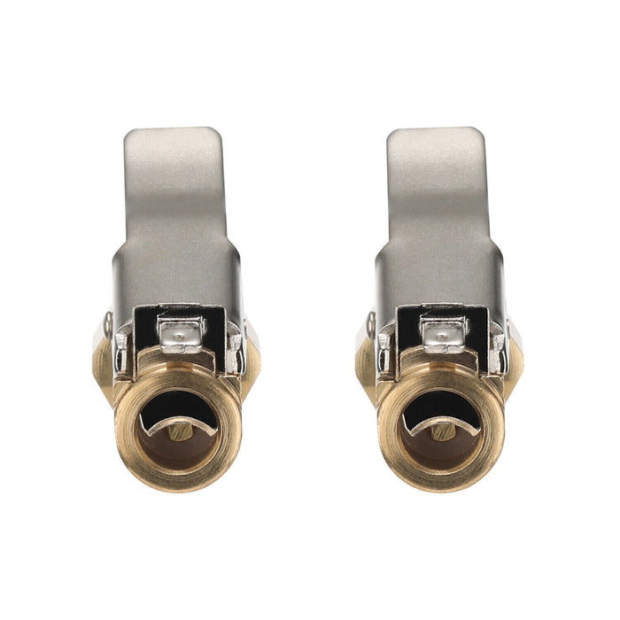 DURAFORCE 2pcs Tire Inflatable Straight Brass Open Flow Air Chuck Lock-On Clip 1/4" NPT