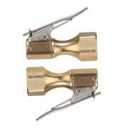 DURAFORCE 2pcs Tire Inflatable Straight Brass Open Flow Air Chuck Lock-On Clip 1/4" NPT