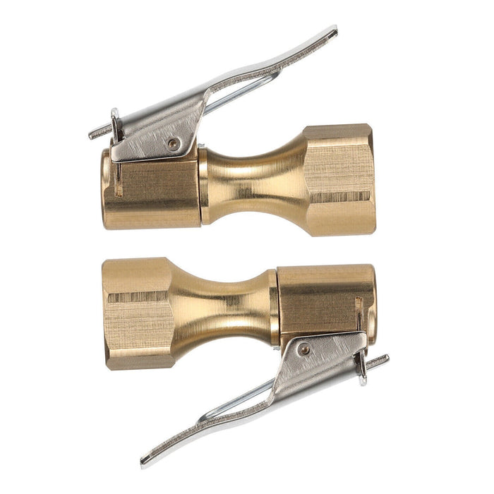 DURAFORCE 2pcs Tire Inflatable Straight Brass Open Flow Air Chuck Lock-On Clip 1/4" NPT