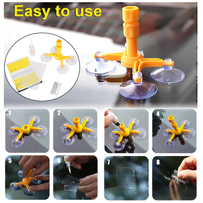 DURAFORCE Auto Windshield Repair Kit Quick Fix DIY Car Glass For Bullseye Chip Crack Tool
