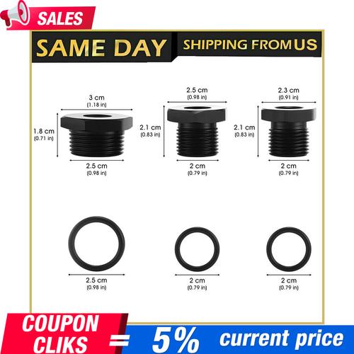 DURAFORCE 3PCS 1/2-28 to 3/4-16, 13/16-16, 3/4 NPT Thread Oil Filter Adapters Black NEW