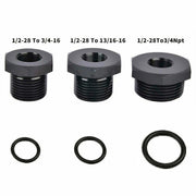 DURAFORCE 3PCS 1/2-28 to 3/4-16, 13/16-16, 3/4 NPT Thread Oil Filter Adapters Black NEW