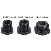 DURAFORCE 3PCS 1/2-28 to 3/4-16, 13/16-16, 3/4 NPT Thread Oil Filter Adapters Black NEW
