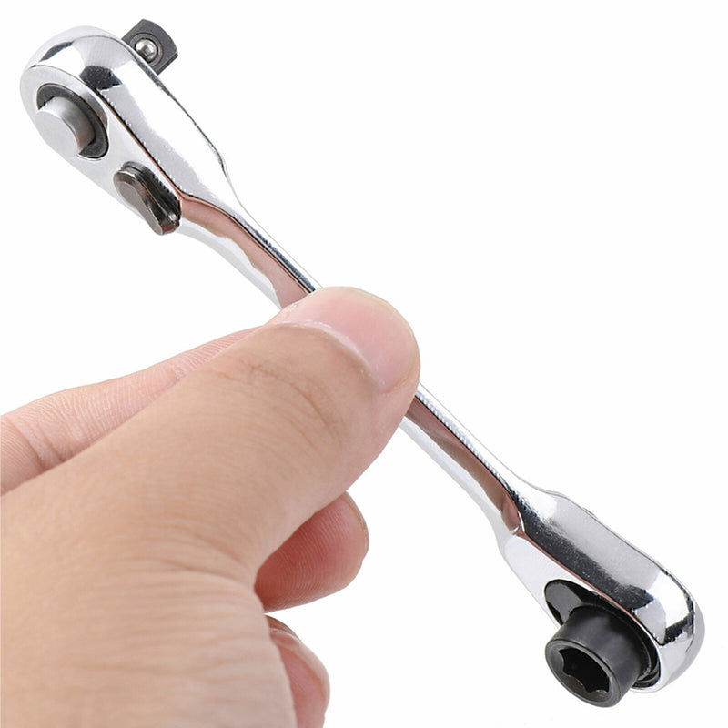 DURAFORCE Portable Mini Double-Ended Quick Socket Ratchet Wrench Rod Screwdriver Tool 1/4"
