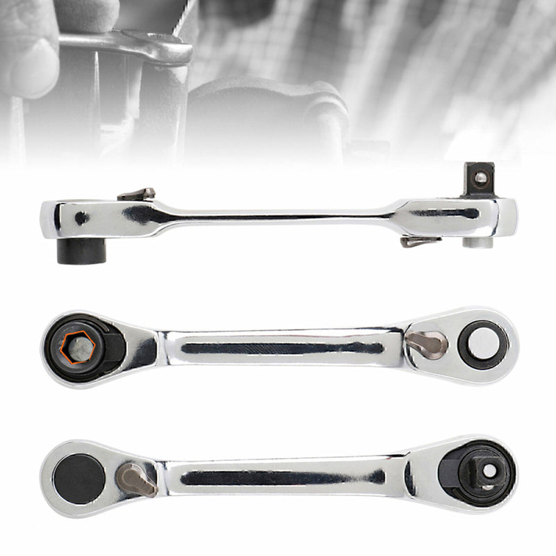 DURAFORCE Portable Mini Double-Ended Quick Socket Ratchet Wrench Rod Screwdriver Tool 1/4"