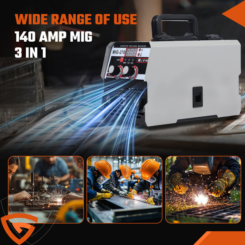DURAFORCE for Welder 140Amp Mig Welding Machine 3-in-1 Flux Core MIG/Stick/Lift TIG Welder