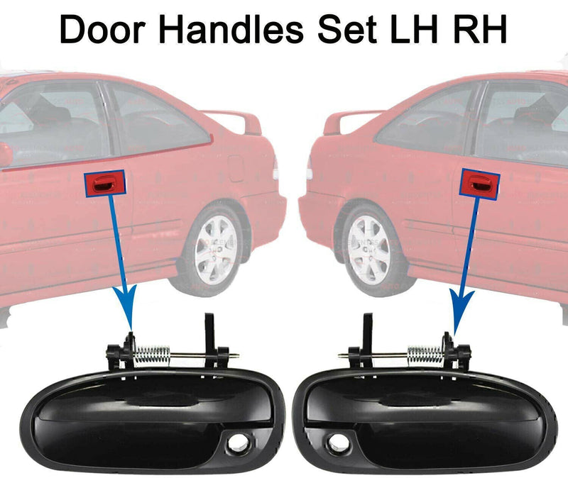 DURAFORCE Exterior Door Handle Set For 96-00 Honda Civic Primed Plastic Front Left & Right