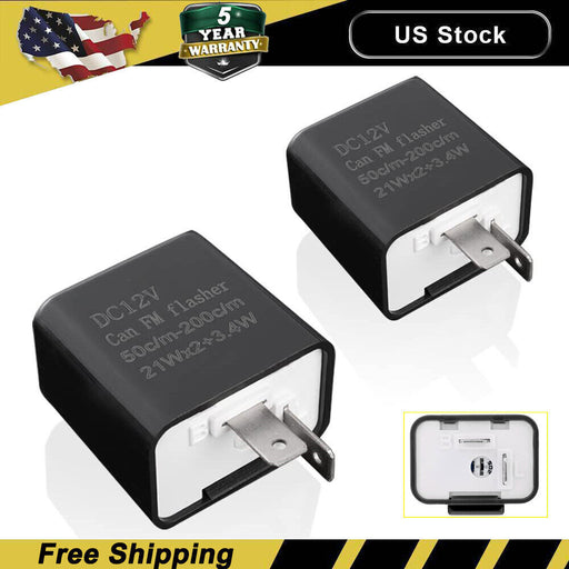 DURAFORCE 2xAdjustable LED Flasher Relay Turn Signal Blinker Light For Motorcycle 12V 2Pi*