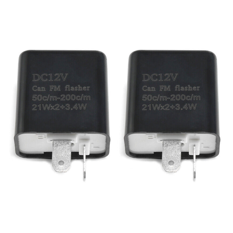 DURAFORCE 2xAdjustable LED Flasher Relay Turn Signal Blinker Light For Motorcycle 12V 2Pi*