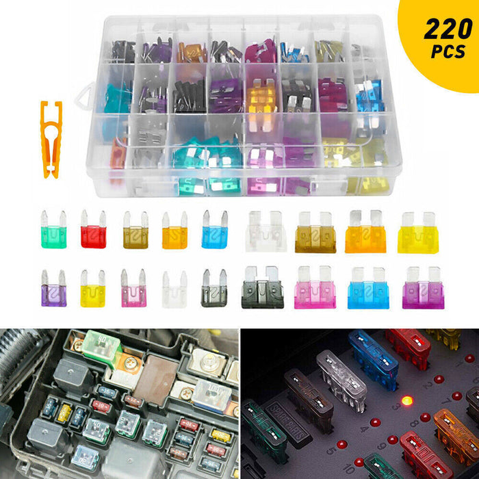 DURAFORCE 220pcs Car Blade Fuse Assortment Assorted Blade Auto Truck Automotive Parts